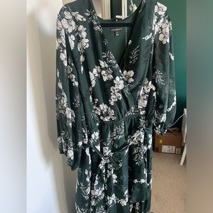 Lane Bryant dark green floral dress